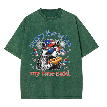 Chaoticclub Patriotic Hotdog Raccoon Washed T-Shirt