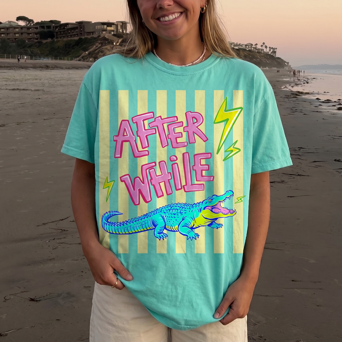 ChaoticClub Summer After While Crocodile Neon T-Shirt