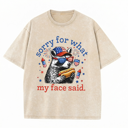 Chaoticclub Patriotic Hotdog Raccoon Washed T-Shirt