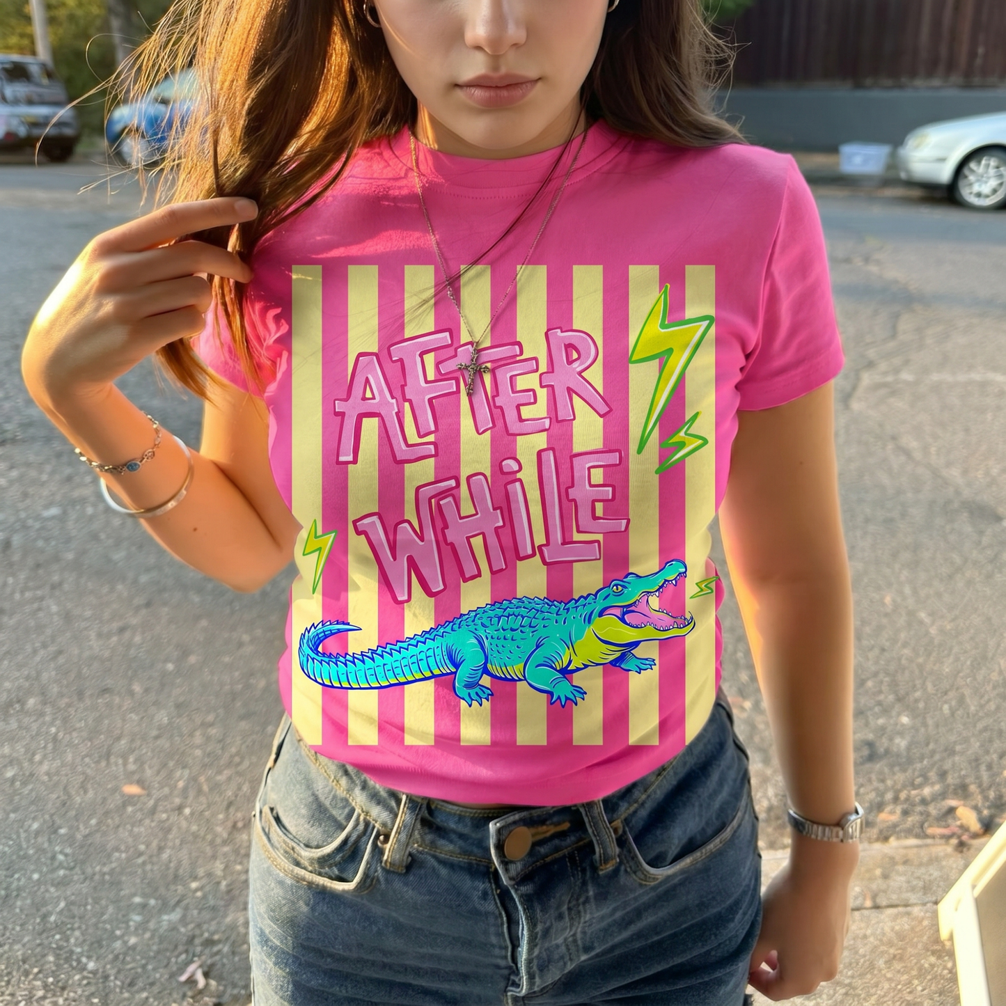 ChaoticClub Summer After While Crocodile Neon T-Shirt