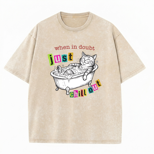 ChaoticClub When in doubt, just chill out Cat Washed T-Shirt