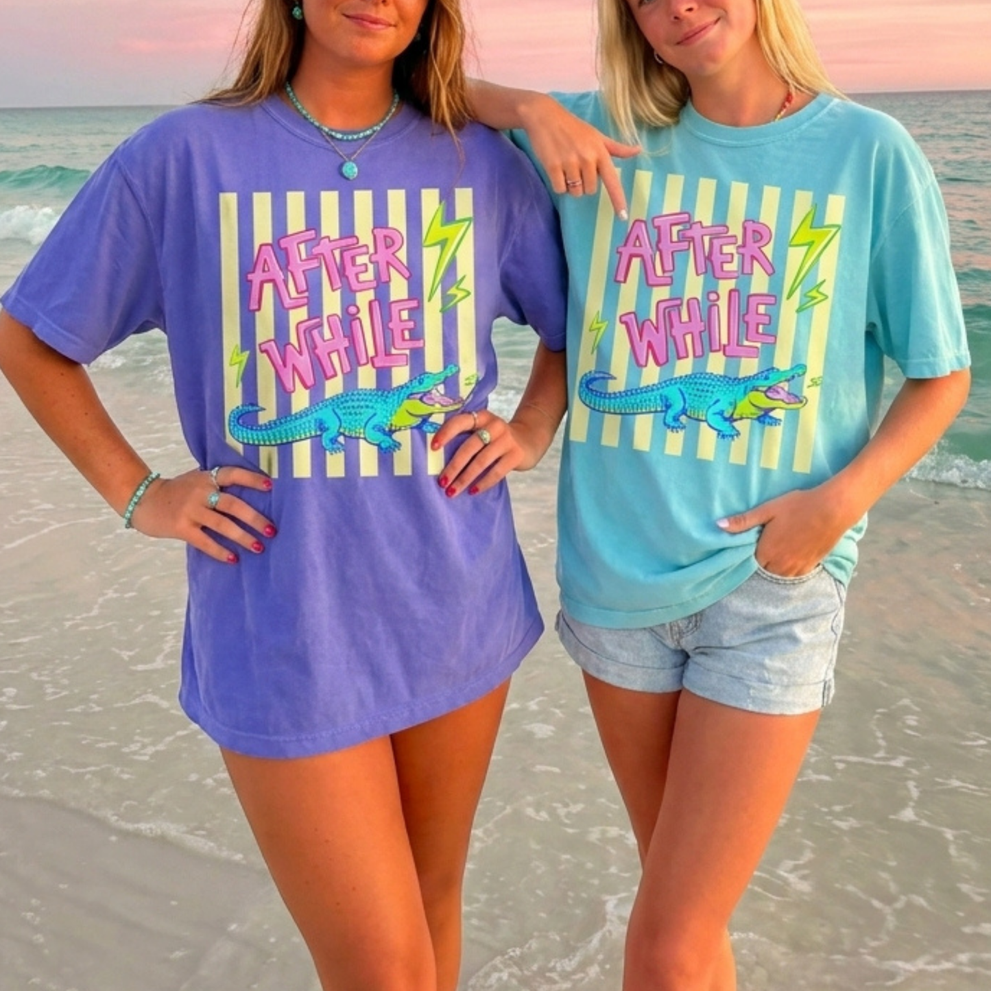 ChaoticClub Summer After While Crocodile Neon T-Shirt