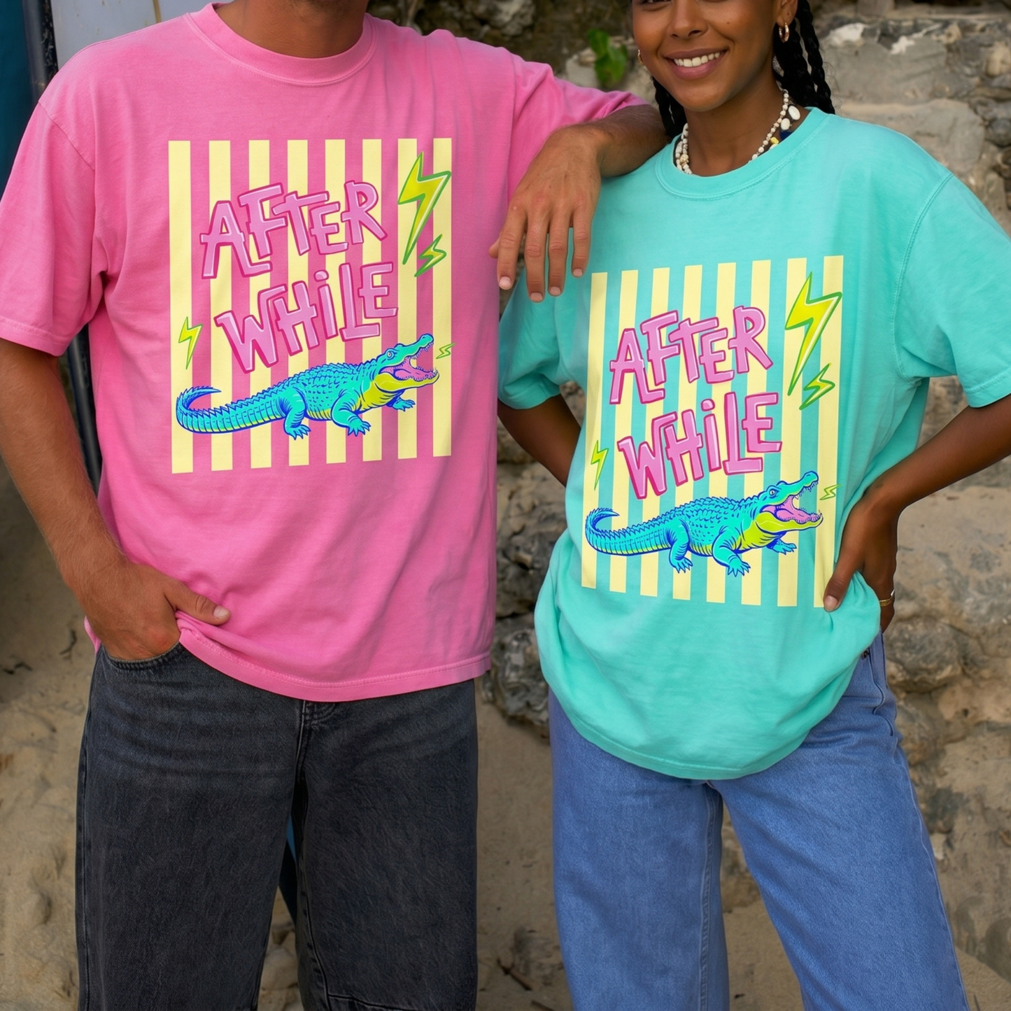 ChaoticClub Summer After While Crocodile Neon T-Shirt