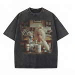 Chaoticclub Anxiety Doll Girl Alien Funny Meme Washed T-Shirt
