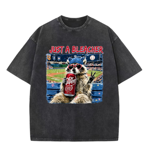 Chaoticclub Just A Bleacher Raccoon Baseball Wash T-shirt