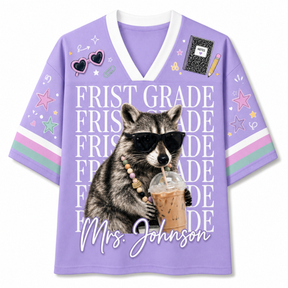 ChaoticClub Funny Feral Raccoon Back To School Love Mesh Jersey
