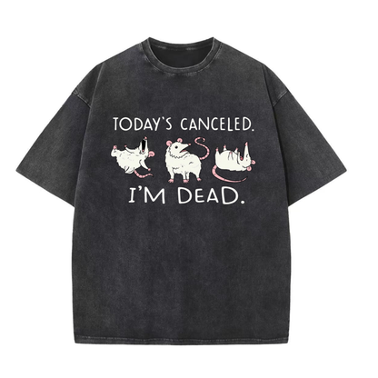 Chaoticclub Today's Canceled I'm Dead Funny Possum Wash T-shirt