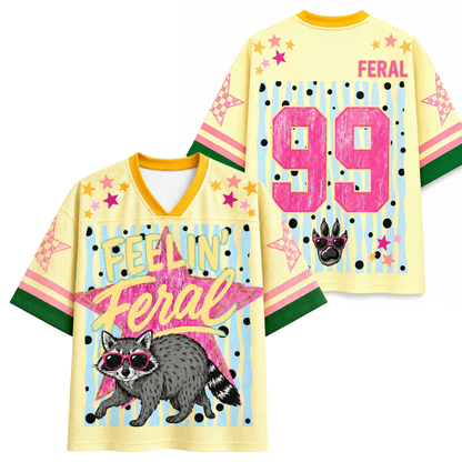 ChaoticClub Feelin' Feral Summer Striped Raccoon Mesh Jersey