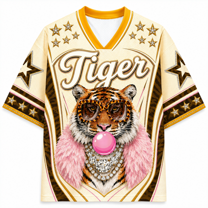 ChaoticClub Glam Tiger Bumblegum Leopard Mesh Jersey