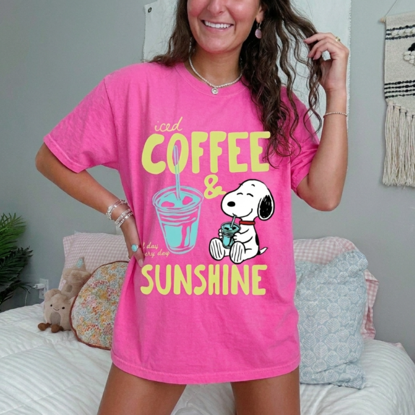 ChaoticClub Summer Coffee And Sunshine Neon T-shirt