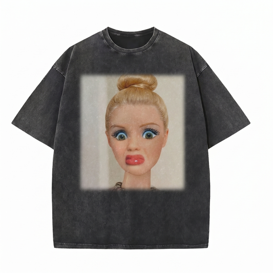Chaoticclub Shocked Doll Washed T-Shirt