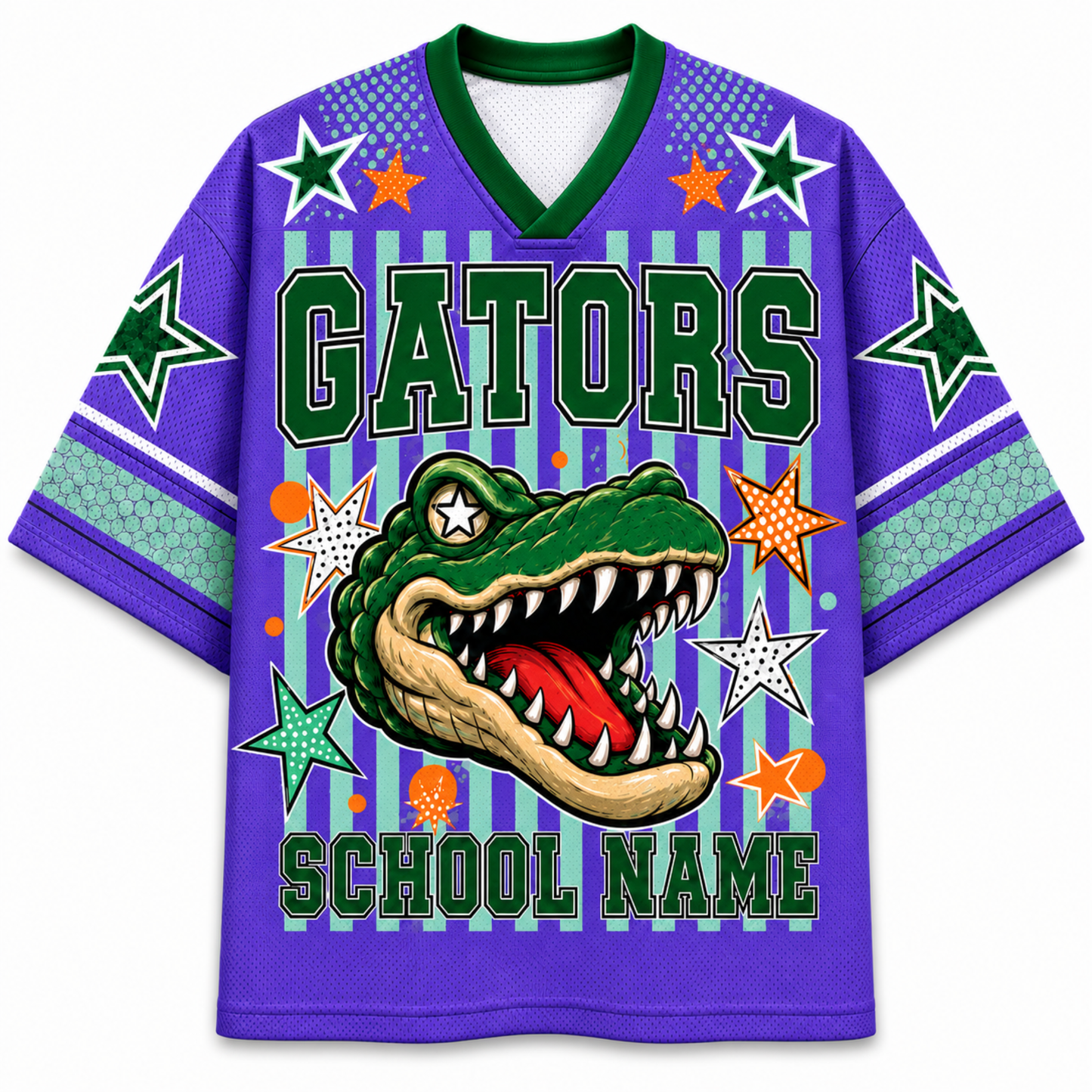 ChaoticClub Mascot Neon Striped School Pride Game Day Mesh Jersey