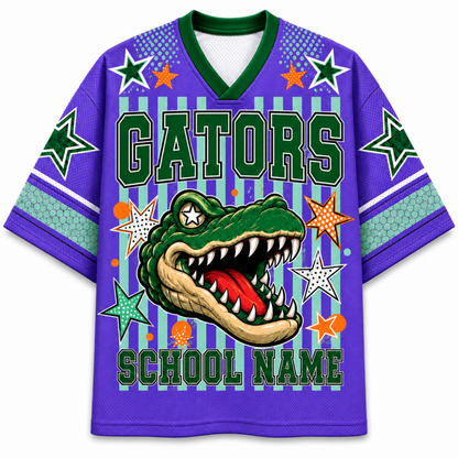 ChaoticClub Mascot Neon Striped School Pride Game Day Mesh Jersey