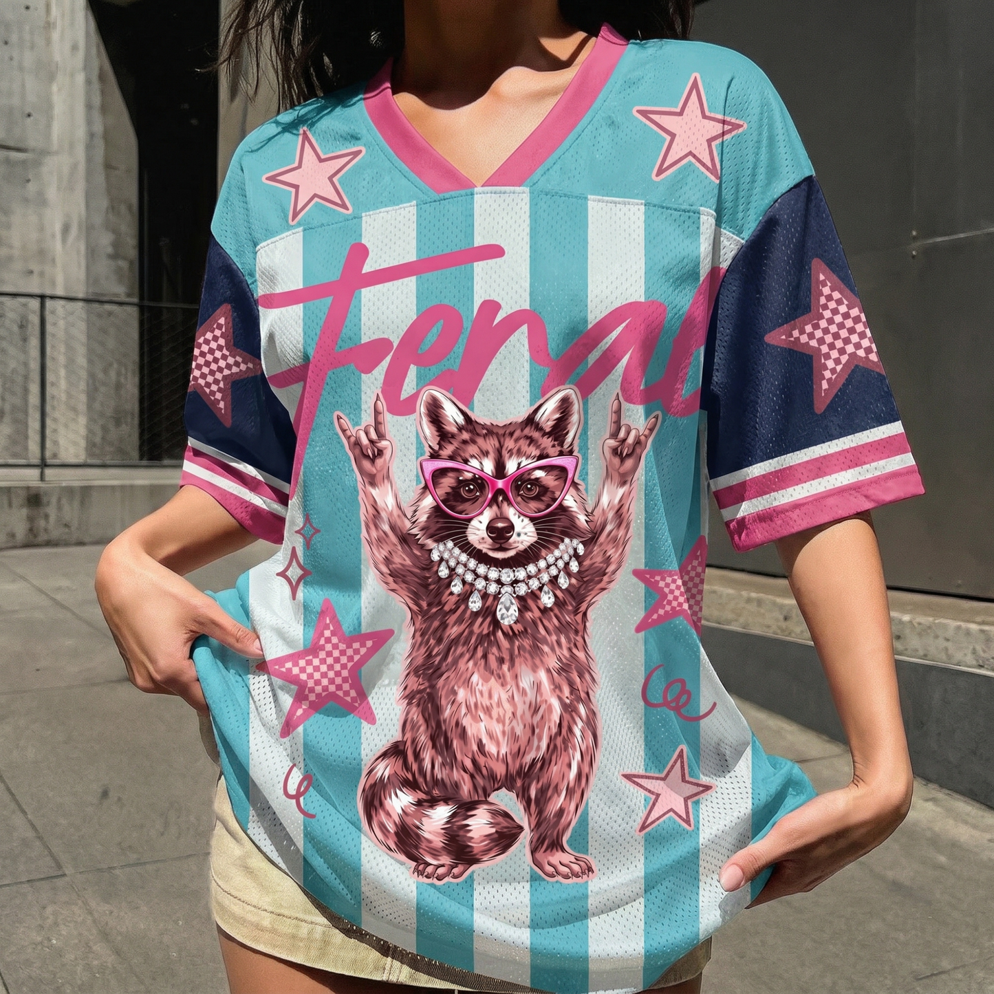 ChaoticClub Striped Feral Raccoon Mesh Jersey