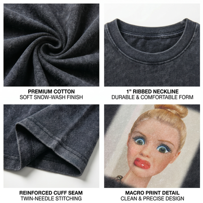 Chaoticclub Shocked Doll Washed T-Shirt