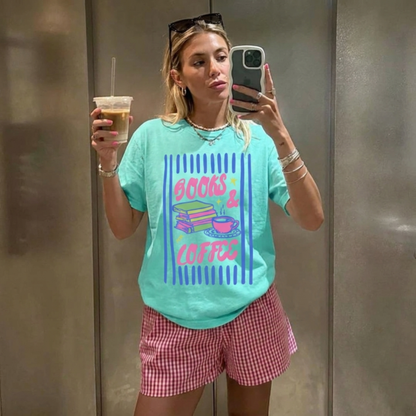 ChaoticClub Books & Coffee Stripes T-Shirt