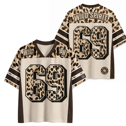ChaoticClub Personalized Number Wild Spirit Leopard Mesh Jersey
