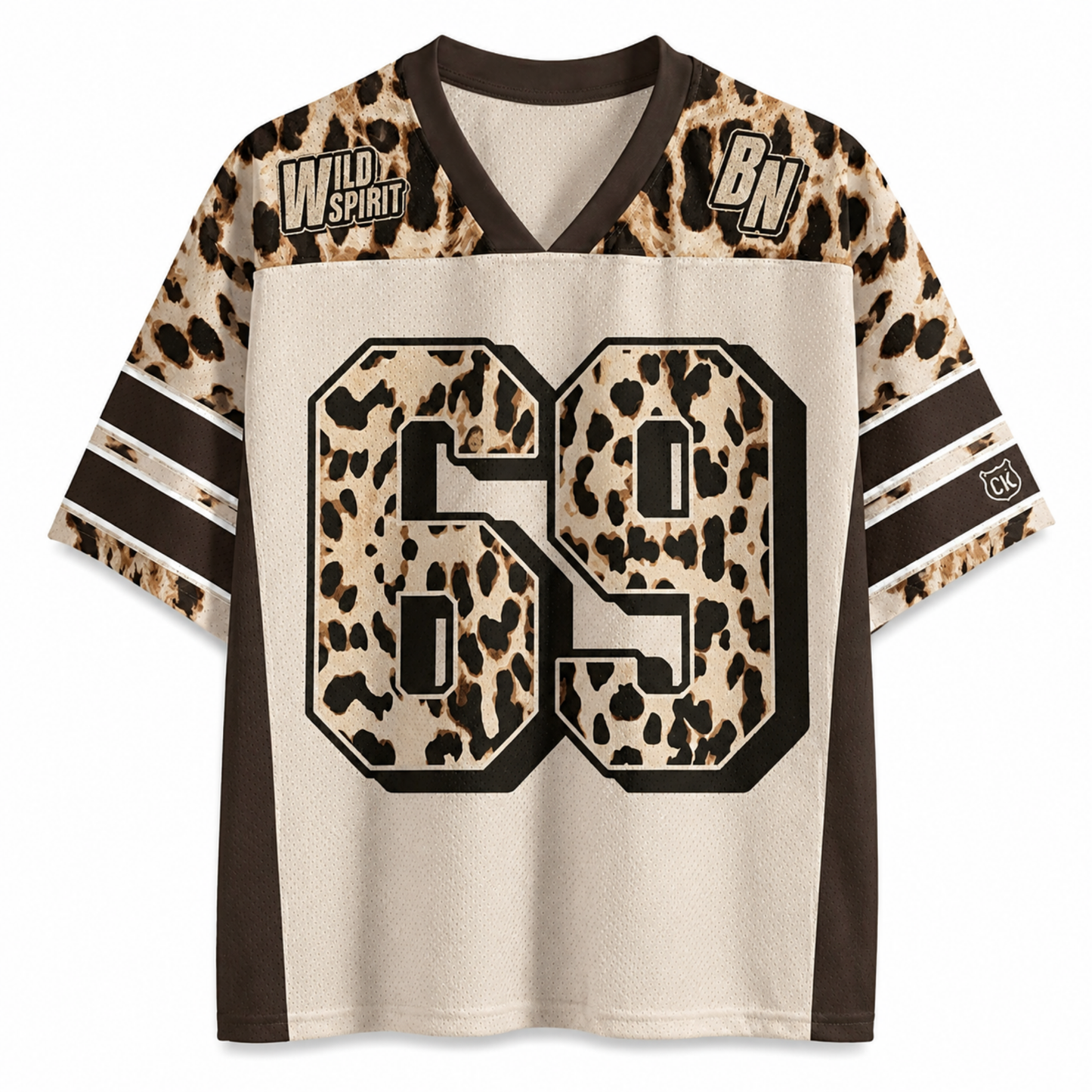 ChaoticClub Personalized Number Wild Spirit Leopard Mesh Jersey