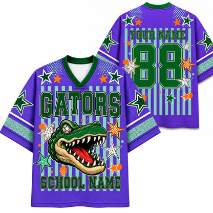 ChaoticClub Mascot Neon Striped School Pride Game Day Mesh Jersey