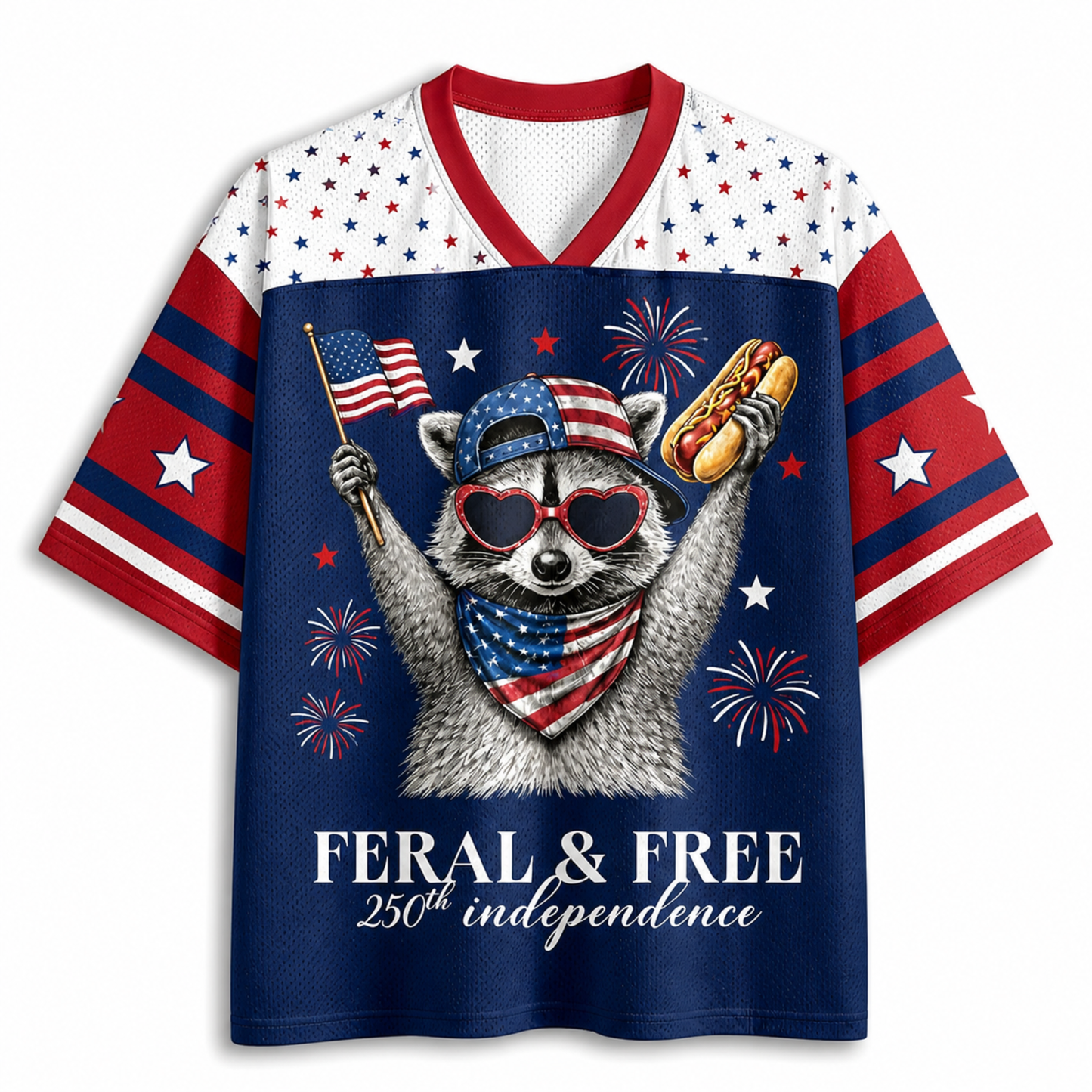 ChaoticClub USA Feral & Free Patriotic Raccoon Mesh Jersey