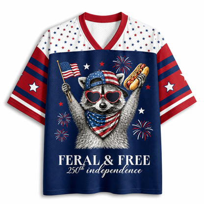 ChaoticClub USA Feral & Free Patriotic Raccoon Mesh Jersey