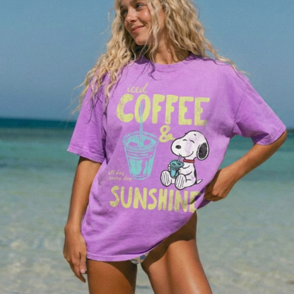 ChaoticClub Summer Coffee And Sunshine Neon T-shirt