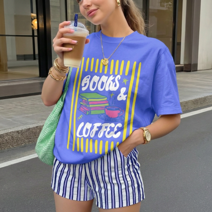 ChaoticClub Books & Coffee Stripes T-Shirt
