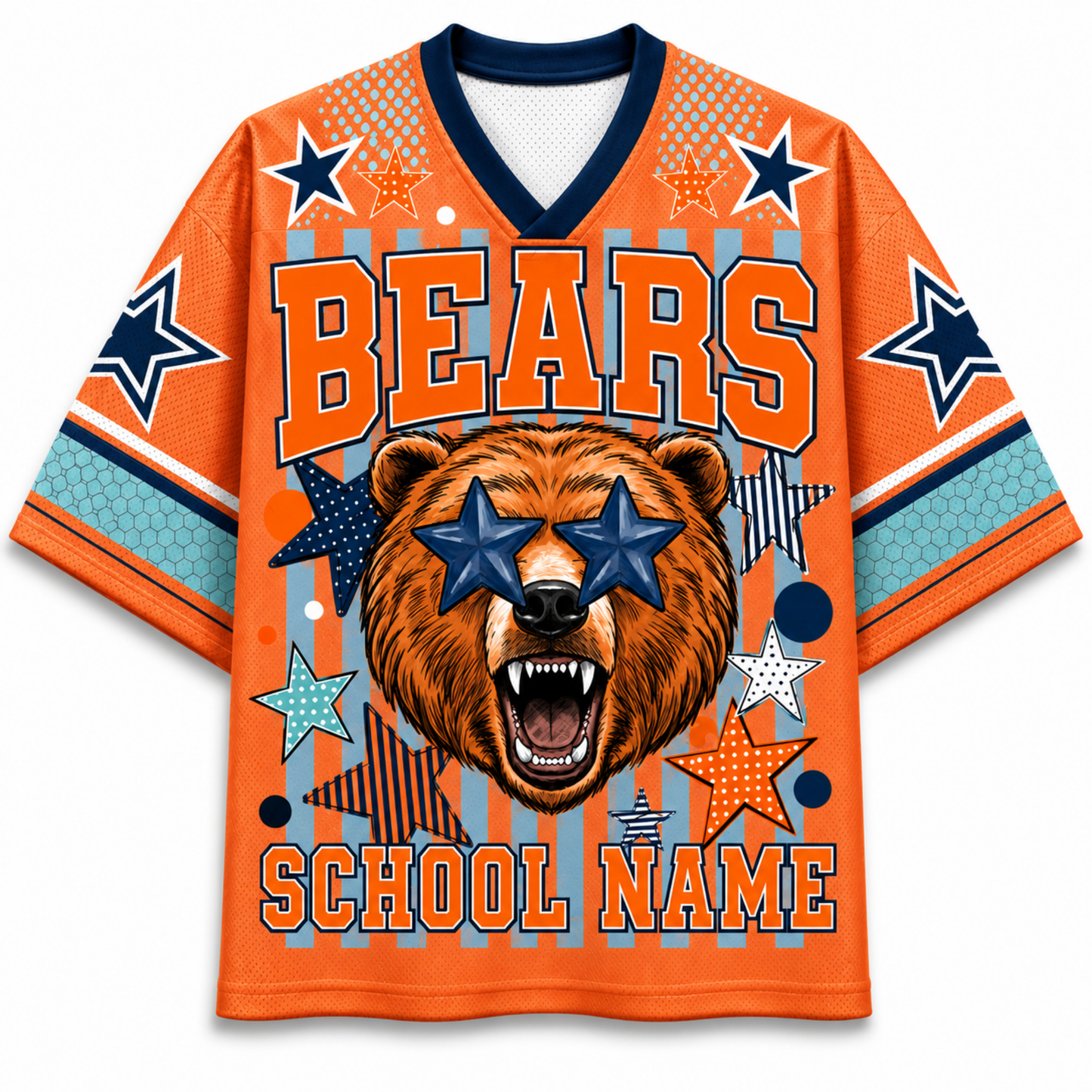 ChaoticClub Mascot Neon Striped School Pride Game Day Mesh Jersey