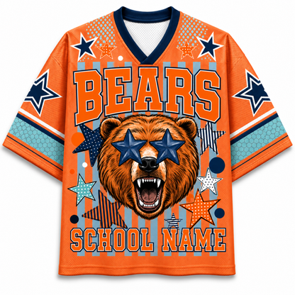 ChaoticClub Mascot Neon Striped School Pride Game Day Mesh Jersey