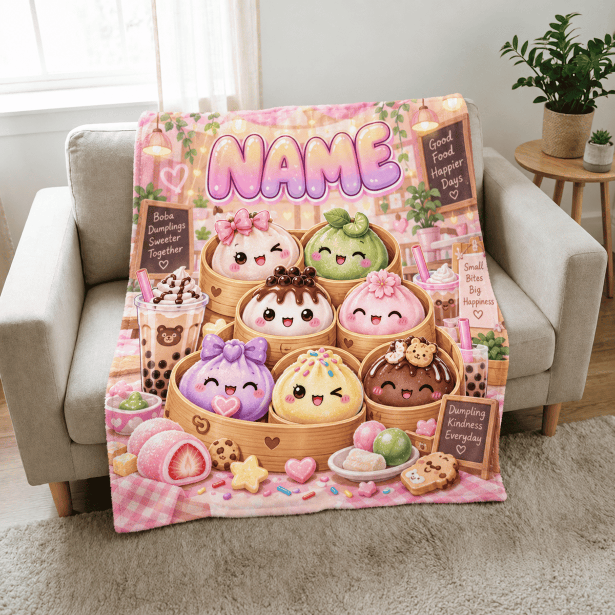 Chaotic Club Personalized Cute Dumpling Daily Life Fleece Blanket