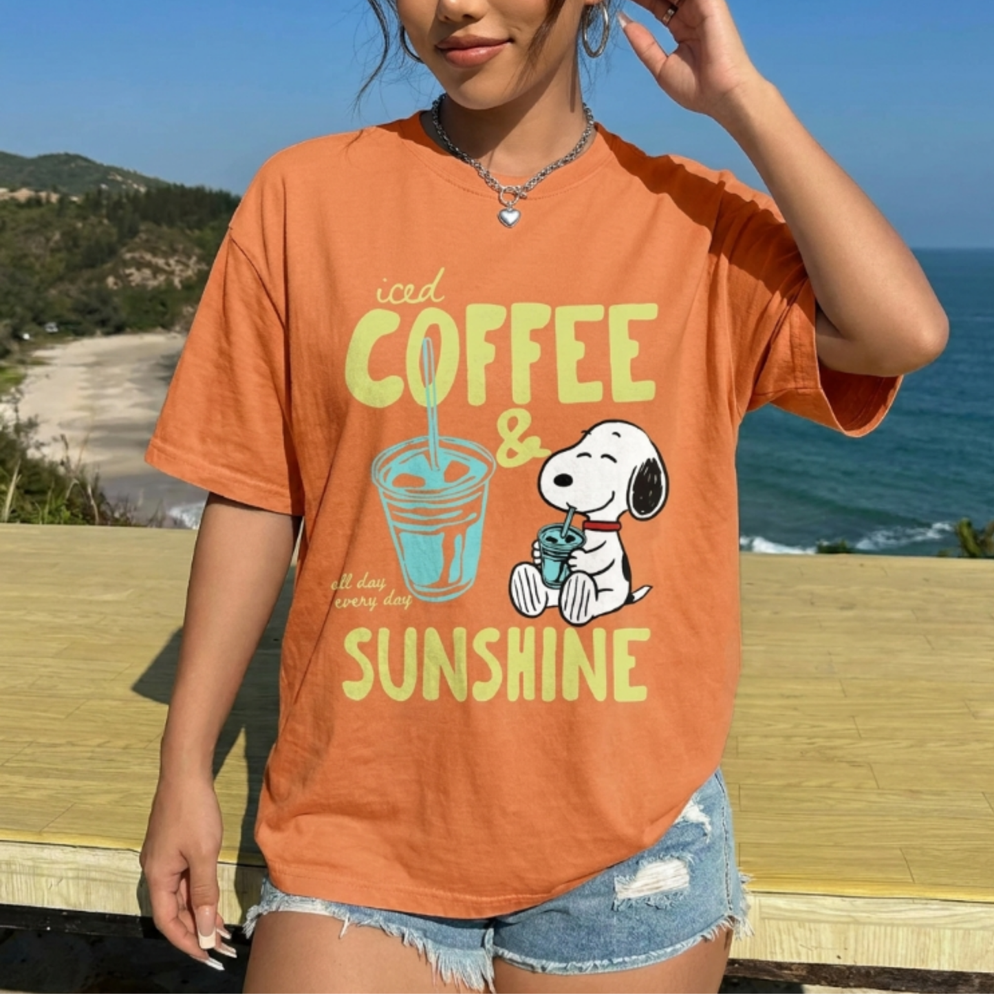 ChaoticClub Summer Coffee And Sunshine Neon T-shirt