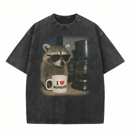 ChaoticClub I Love Mondays Raccoon Drink Coffee T-Shirt