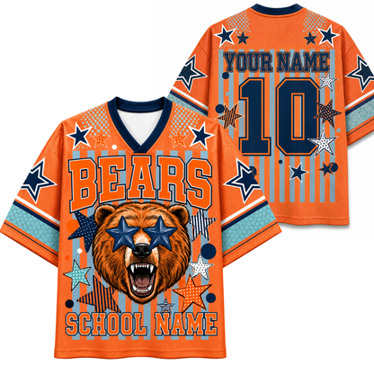 ChaoticClub Mascot Neon Striped School Pride Game Day Mesh Jersey