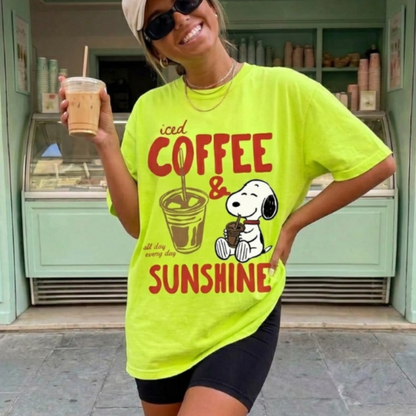 ChaoticClub Summer Coffee And Sunshine Neon T-shirt
