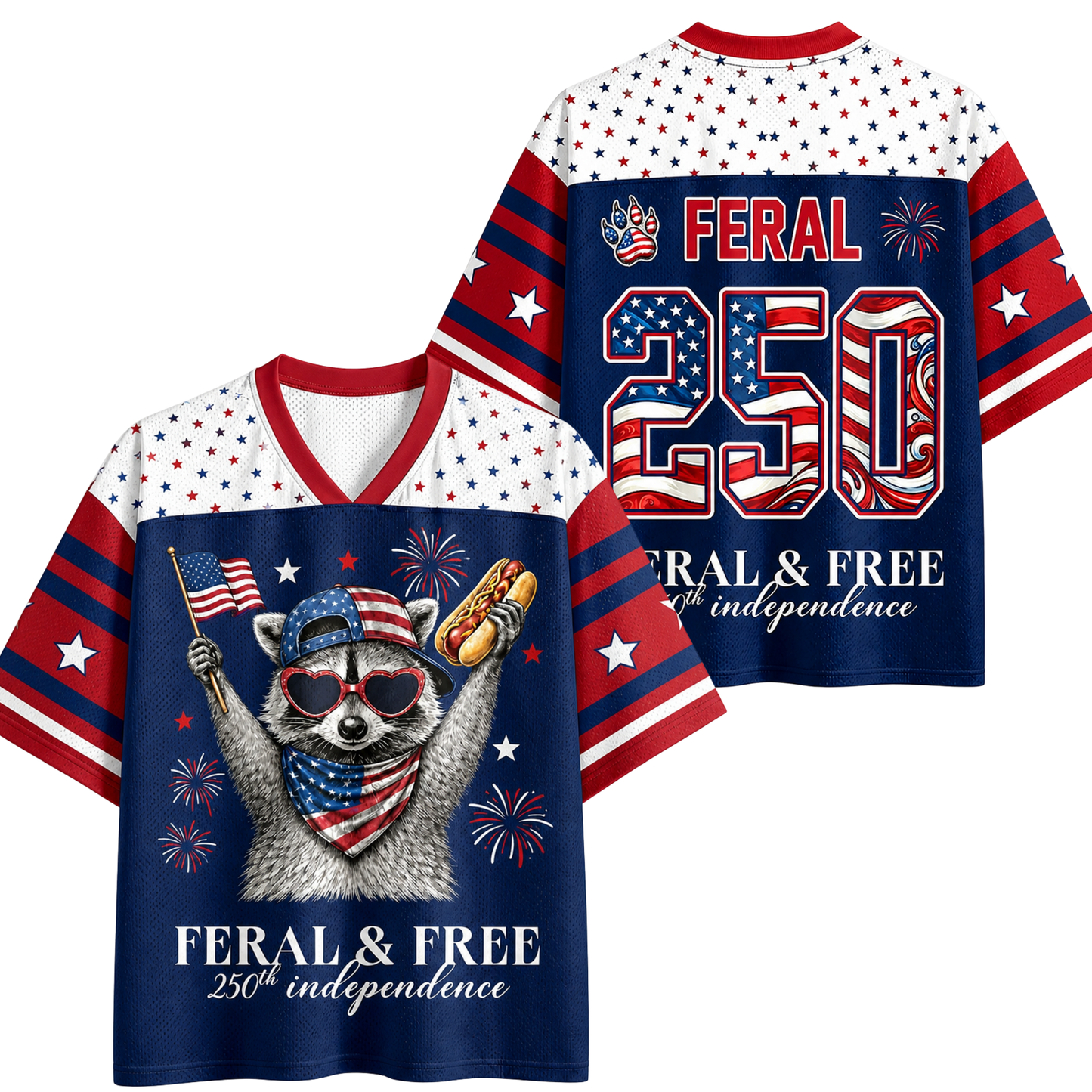 ChaoticClub USA Feral & Free Patriotic Raccoon Mesh Jersey