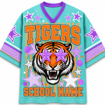 ChaoticClub Mascot Neon Striped School Pride Game Day Mesh Jersey