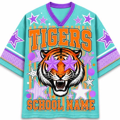 ChaoticClub Mascot Neon Striped School Pride Game Day Mesh Jersey