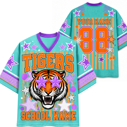 ChaoticClub Mascot Neon Striped School Pride Game Day Mesh Jersey