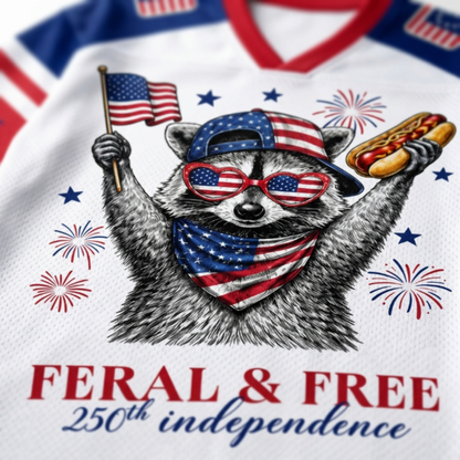 ChaoticClub USA Feral & Free Patriotic Raccoon Mesh Jersey