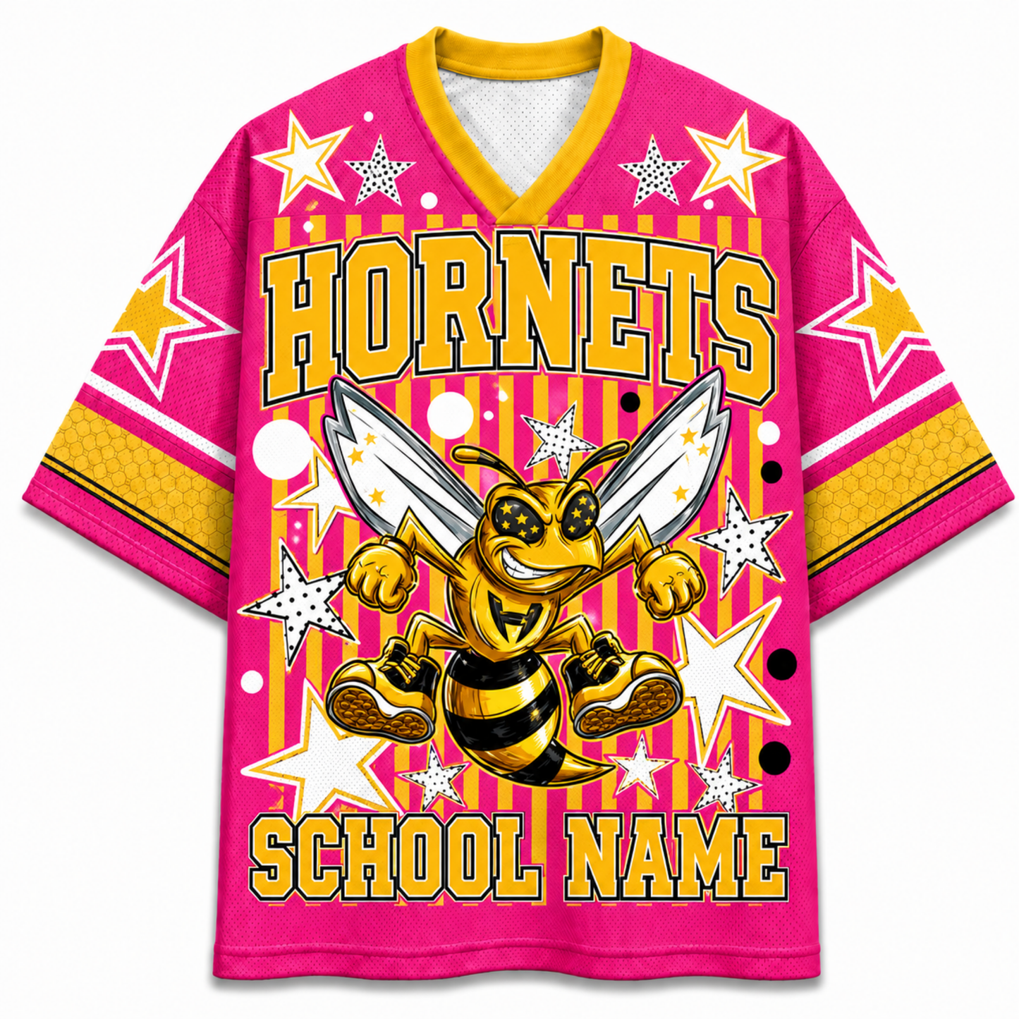 ChaoticClub Mascot Neon Striped School Pride Game Day Mesh Jersey