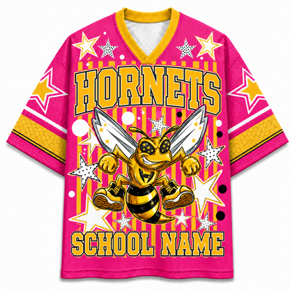 ChaoticClub Mascot Neon Striped School Pride Game Day Mesh Jersey