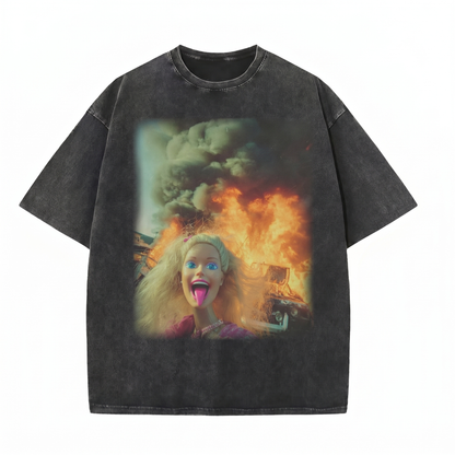 Chaoticclub Crazy Doll Washed T-Shirt