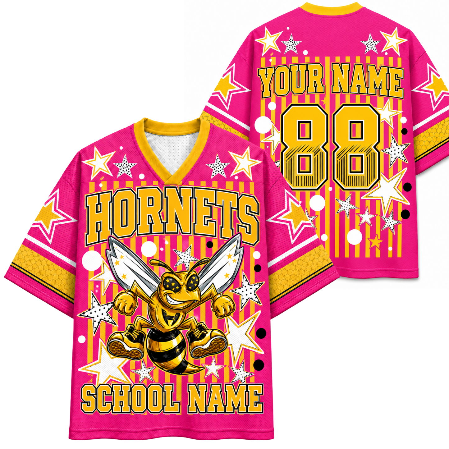 ChaoticClub Mascot Neon Striped School Pride Game Day Mesh Jersey