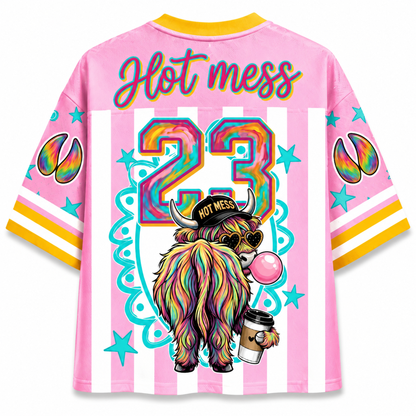 ChaoticClub Hot Mess Highland Cow Bumble Mesh Jersey