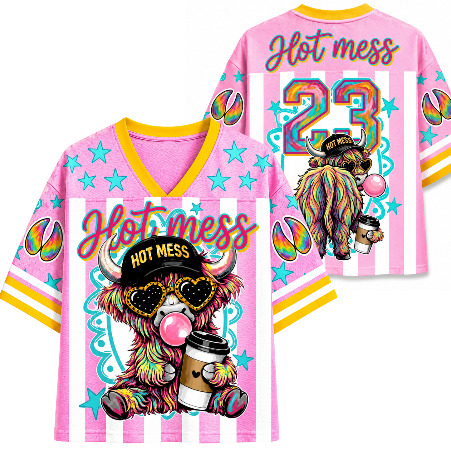 ChaoticClub Hot Mess Highland Cow Bumble Mesh Jersey