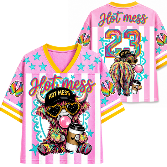 Chaotic Club Hot Mess Highland Cow Bumble Mesh Jersey