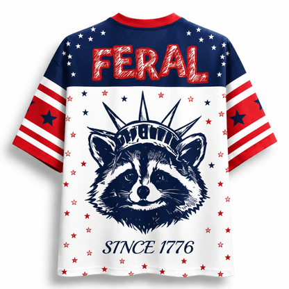 ChaoticClub Feral & Free 4th of July Patriotic Raccoon Mesh Jersey