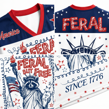 ChaoticClub Feral & Free 4th of July Patriotic Raccoon Mesh Jersey
