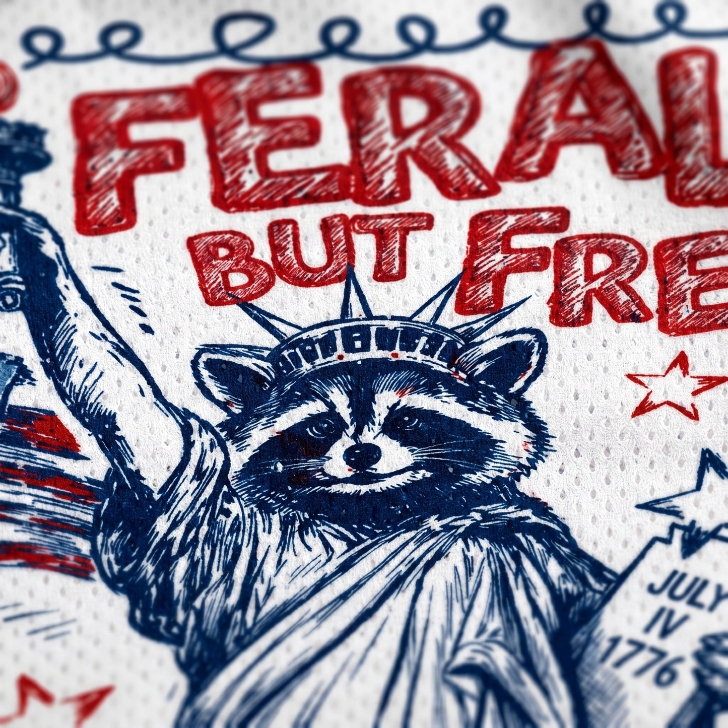 ChaoticClub Feral & Free 4th of July Patriotic Raccoon Mesh Jersey
