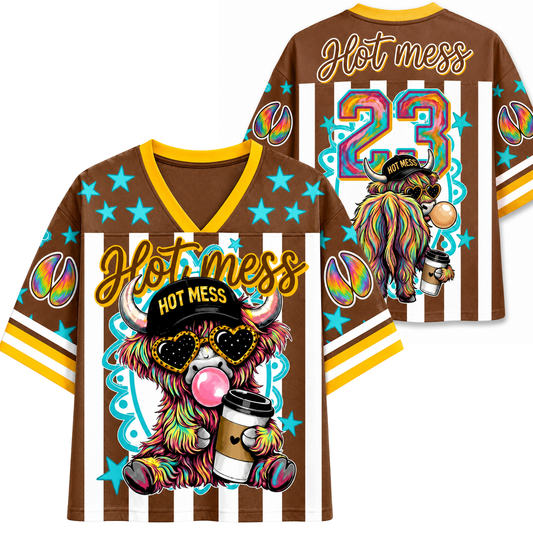 Chaotic Club Hot Mess Highland Cow Bumble Mesh Jersey